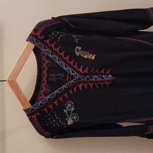 Johnny Was Black Gauzy Black Tunic Size Medium